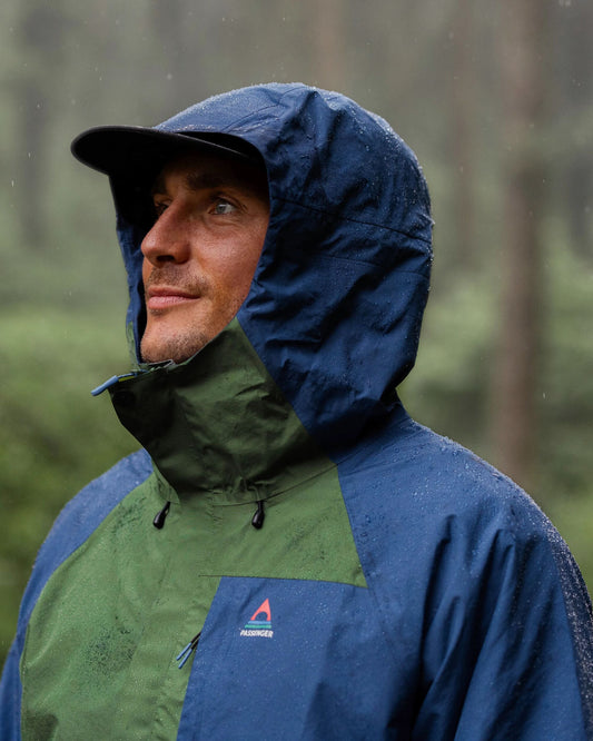 Trailscape Men's Recycled Waterproof Jacket - Dark Denim/Wild Green